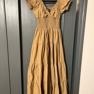 Danielle Bernstein tiered beige dress